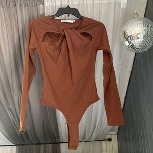 Cutout Brown Bodysuit